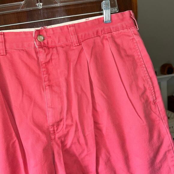 Polo Ralph Lauren Mens Chino Shorts Salmon Red Cotton Pleated Size 36 - fit 34 - Picture 3 of 9